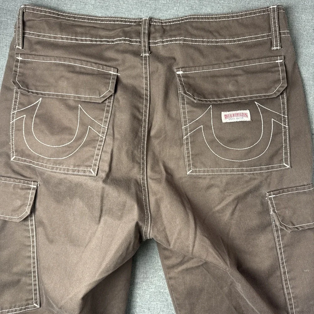True Religion‎ Brown Men's Cargo Pants Side Pockets Stitching Detail Size 32